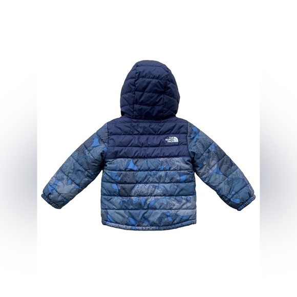 The North Face Size 2T Reversible Chimborazo Blue Bear Brown Fleece Puffer Coat - Picture 3 of 13